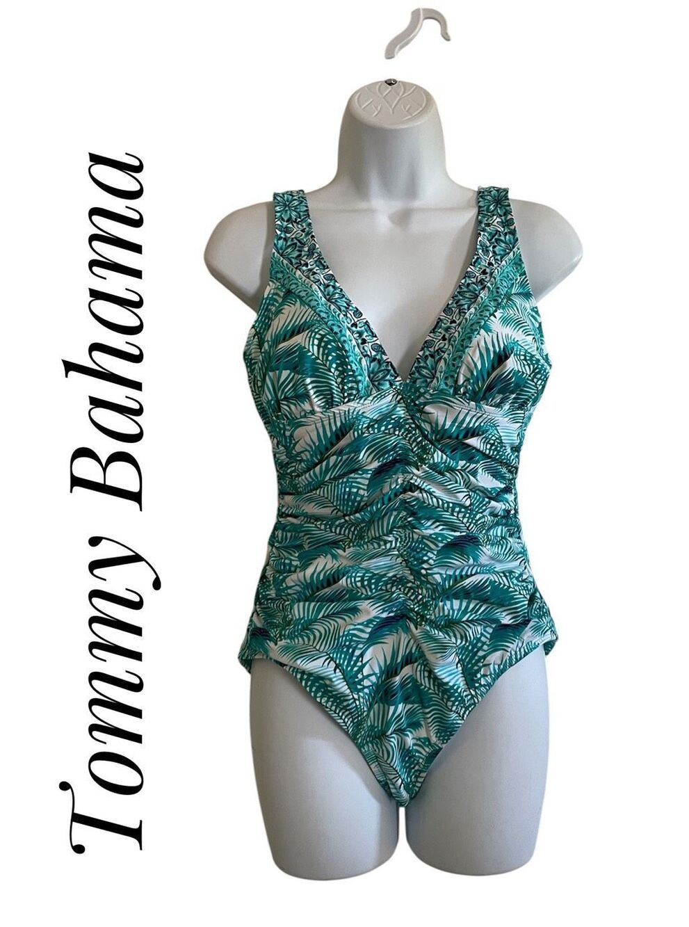 Tommy Bahama Size 10 Large One Piece Bikini Swimwear Blue Green